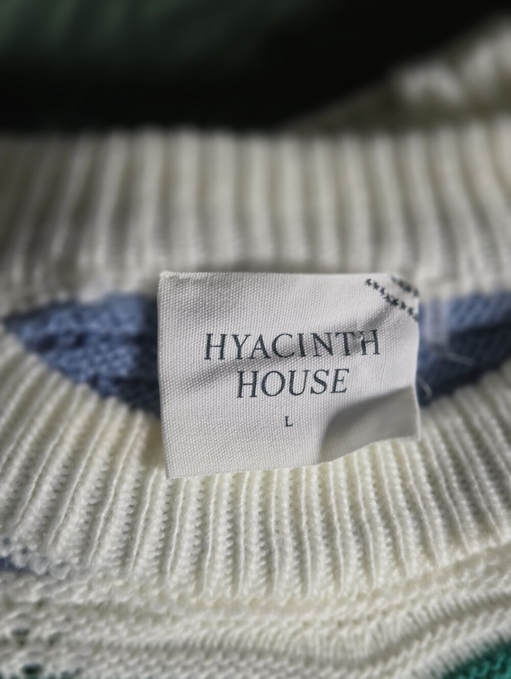 Hyacinth House Aqya Wave Chevron Knit Sweater - Green, Navy & Cream - Picture 6 of 6
